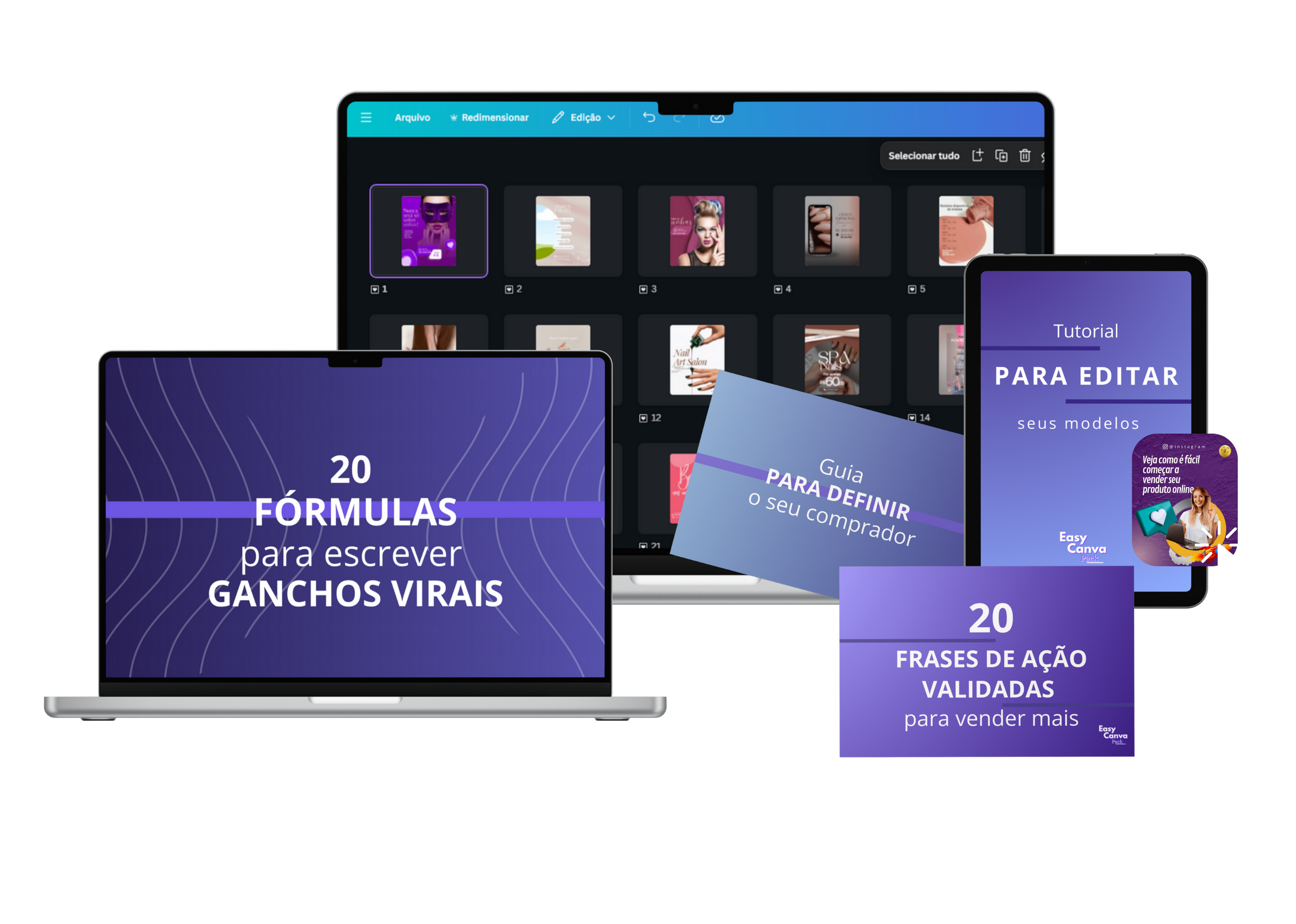 Mockup com notebook, tablet e celular
